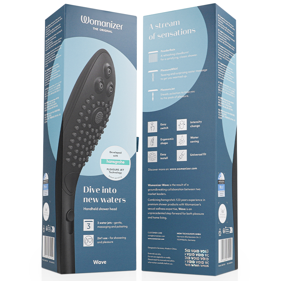 WOMANIZER - WAVE CLITORAL STIMULATING SHOWER HEAD BLACK - NOCTURNA DESIRES