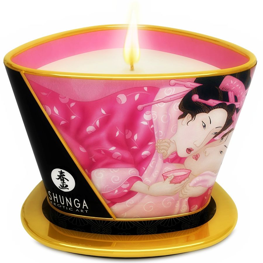 SHUNGA - MINI CARESS BY CANDELIGHT APHRODISIAC ROSES MASSAGE CANDLE 170 ML SHUNGA CANDLES  NOCTURNA DESIRES