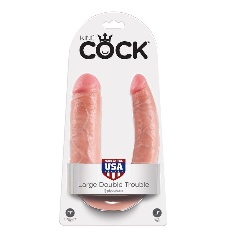KING COCK - U-SHAPED LARGE DOUBLE TROUBLE FLESH 17.8 CM KING COCK  NOCTURNA DESIRES