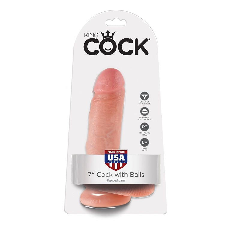 KING COCK - 7 DILDO FLESH WITH BALLS 17.8 CM KING COCK  NOCTURNA DESIRES