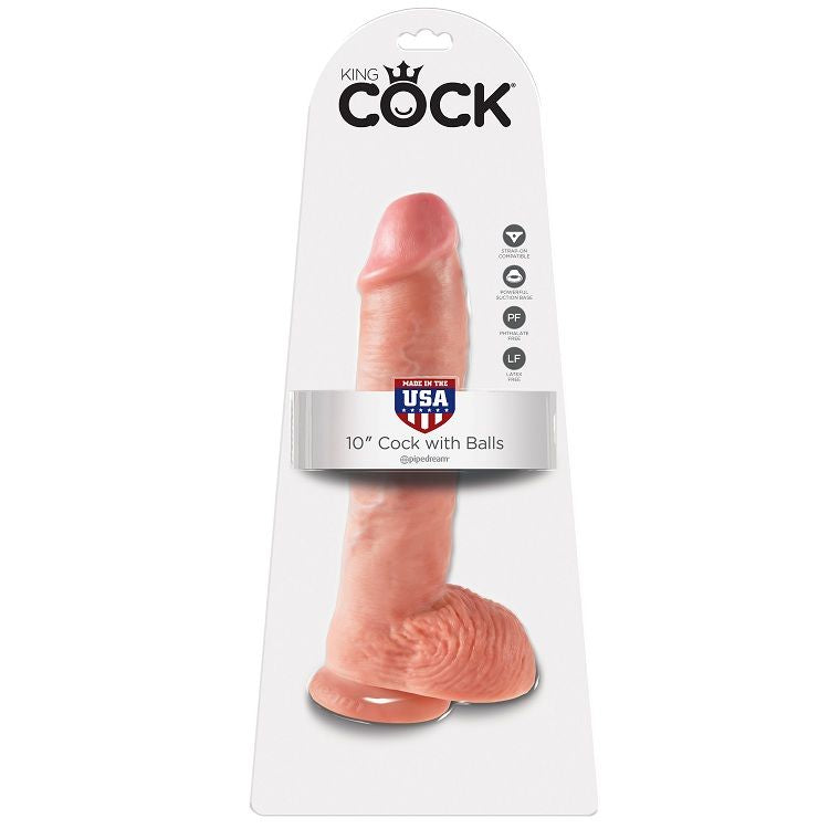 KING COCK - 10 DILDO FLESH WITH BALLS 26.5 CM KING COCK  NOCTURNA DESIRES
