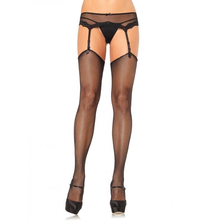 LEG AVENUE - NET STOCKINGS WITHOUT SUPERIOR SELF-ADHESIVE SILICONE LEG AVENUE HOSIERY  NOCTURNA DESIRES
