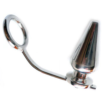 METAL HARD - STEEL RING WITH ANAL PLUG 45 X 50MM METAL HARD  NOCTURNA DESIRES