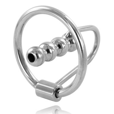 METAL HARD - GLAND RING WITH URETHRAL PLUG 28MM - NOCTURNA DESIRES