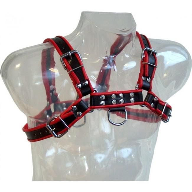 LEATHER BODY - CHAIN HARNESS III BLACK / RED LEATHER BODY  NOCTURNA DESIRES