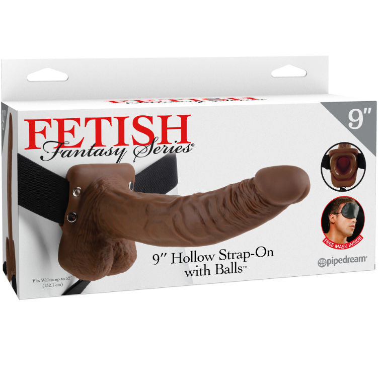 FETISH FANTASY SERIES - SERIES 9 HOLLOW STRAP-ON WITH BALLS 22.9CM BROWN FETISH FANTASY SERIES  NOCTURNA DESIRES