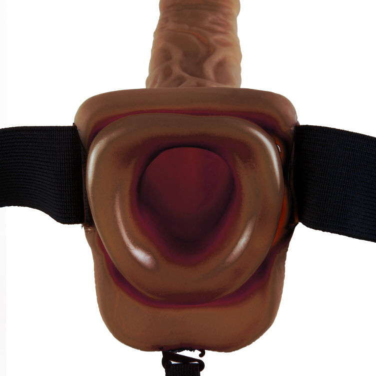 FETISH FANTASY SERIES - SERIES 9 HOLLOW STRAP-ON WITH BALLS 22.9CM BROWN FETISH FANTASY SERIES  NOCTURNA DESIRES