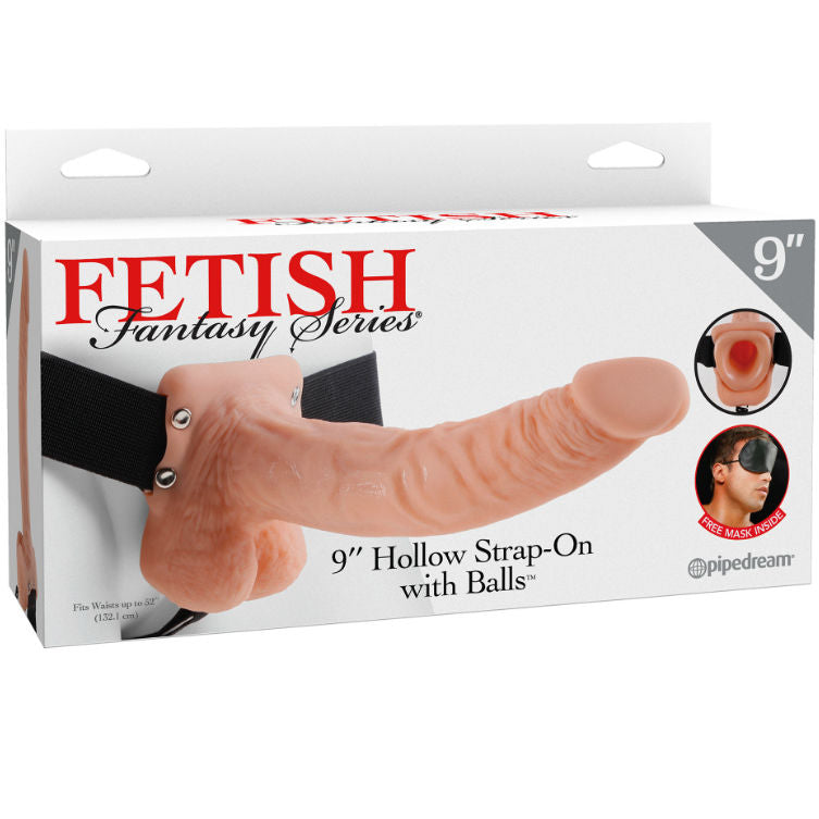 FETISH FANTASY SERIES - SERIES 9 HOLLOW STRAP-ON WITH BALLS 22.9CM FLESH FETISH FANTASY SERIES  NOCTURNA DESIRES