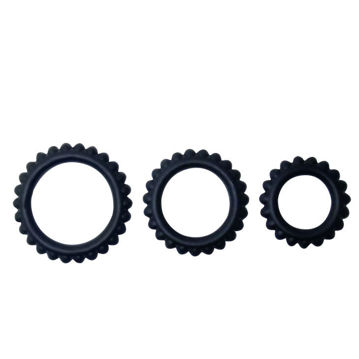 BAILE - TITAN SET 3PCS COCK RING BLACK 2.8 + 2.4 + 1.9 CM BAILE FOR HIM  NOCTURNA DESIRES