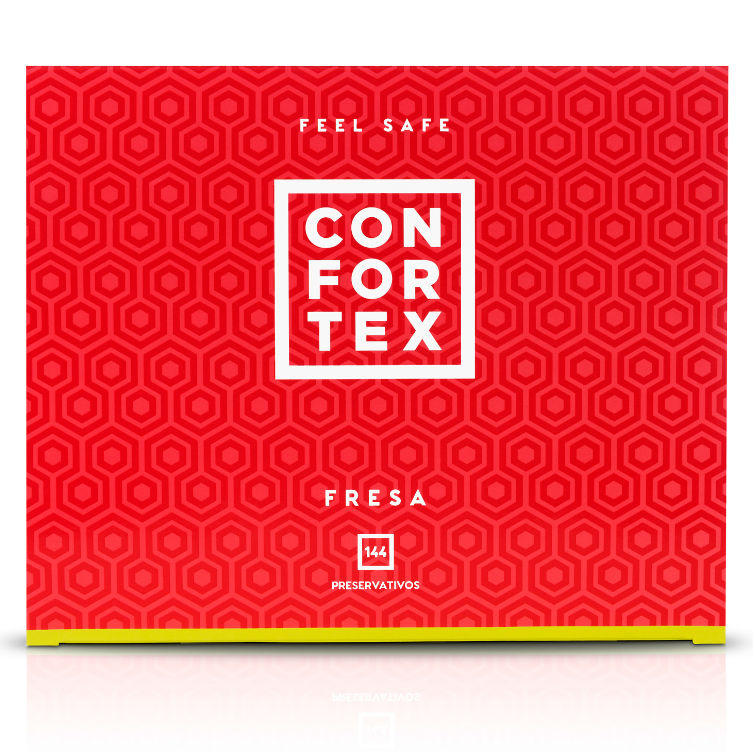 CONFORTEX - STRAWBERRY CONDOM 144 UNITS CONFORTEX  NOCTURNA DESIRES