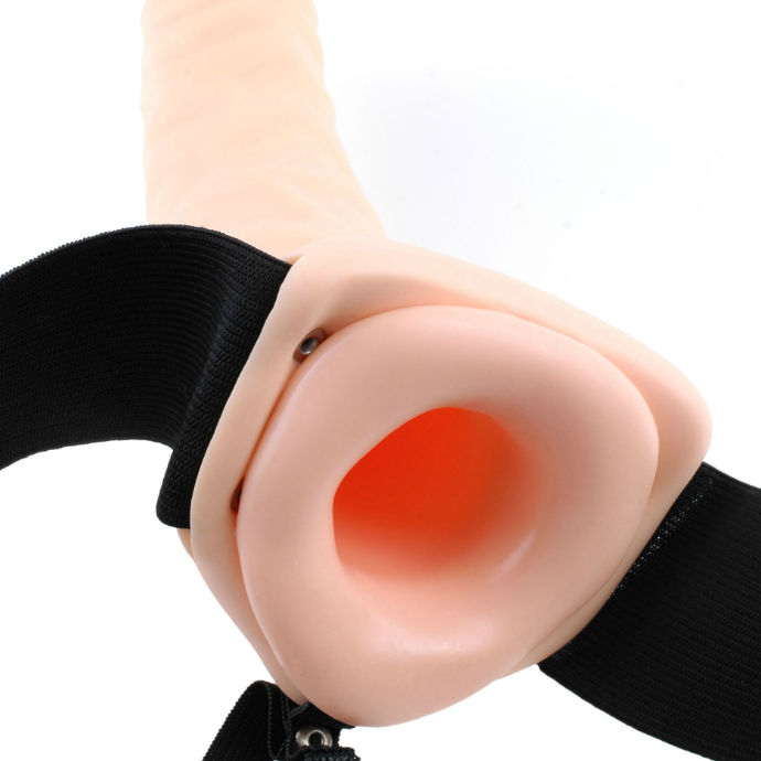 FETISH FANTASY SERIES - 19 CM VIBRATING HOLLOW STRAP-ON BROWN FETISH FANTASY SERIES  NOCTURNA DESIRES