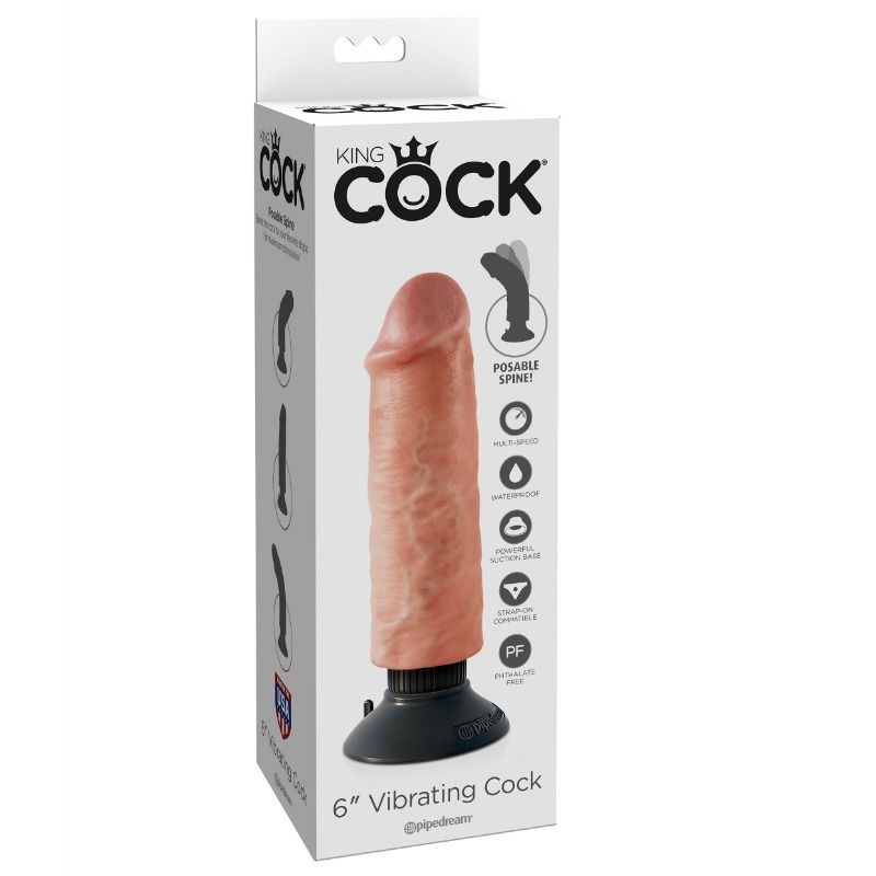 KING COCK - 15.24 CM VIBRATING COCK FLESH - NOCTURNA DESIRES