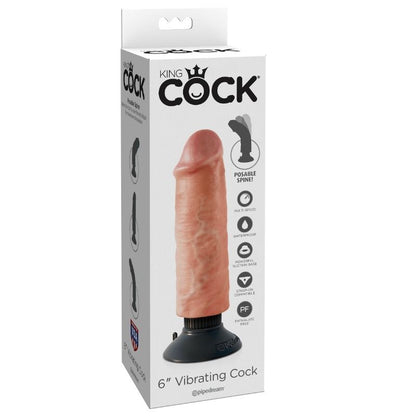 KING COCK - 15.24 CM VIBRATING COCK FLESH - NOCTURNA DESIRES