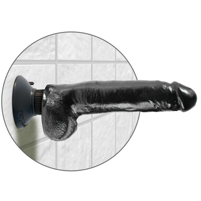 KING COCK - 23 CM VIBRATING COCK WITH BALLS BLACK - NOCTURNA DESIRES