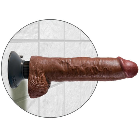 KING COCK - 25.5 CM VIBRATING COCK WITH BALLS BROWN - NOCTURNA DESIRES