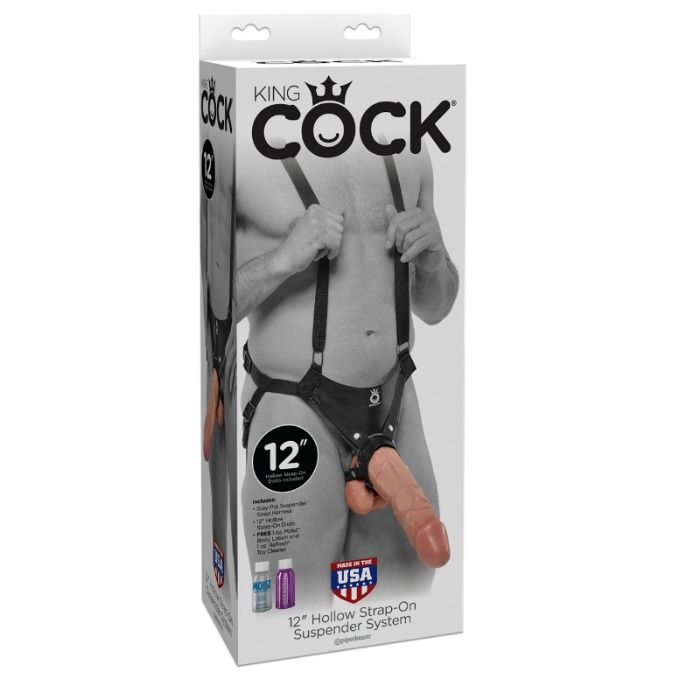 KING COCK - 30.5 CM HOLLOW STRAP-ON SUSPENDER SYSTEM - FLESH KING COCK  NOCTURNA DESIRES
