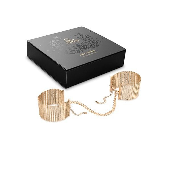 BIJOUX - DÉSIR MÉTALLIQUE GOLDEN METAL MESH HANDCUFFS BIJOUX DESIRE METALLIQUE  NOCTURNA DESIRES
