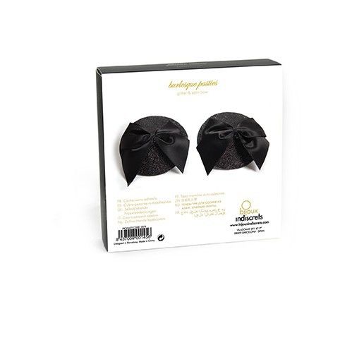 BIJOUX - BURLESQUE SHINY NIPPLE COVERS WITH BOW BIJOUX BURLESQUE PASTIES  NOCTURNA DESIRES