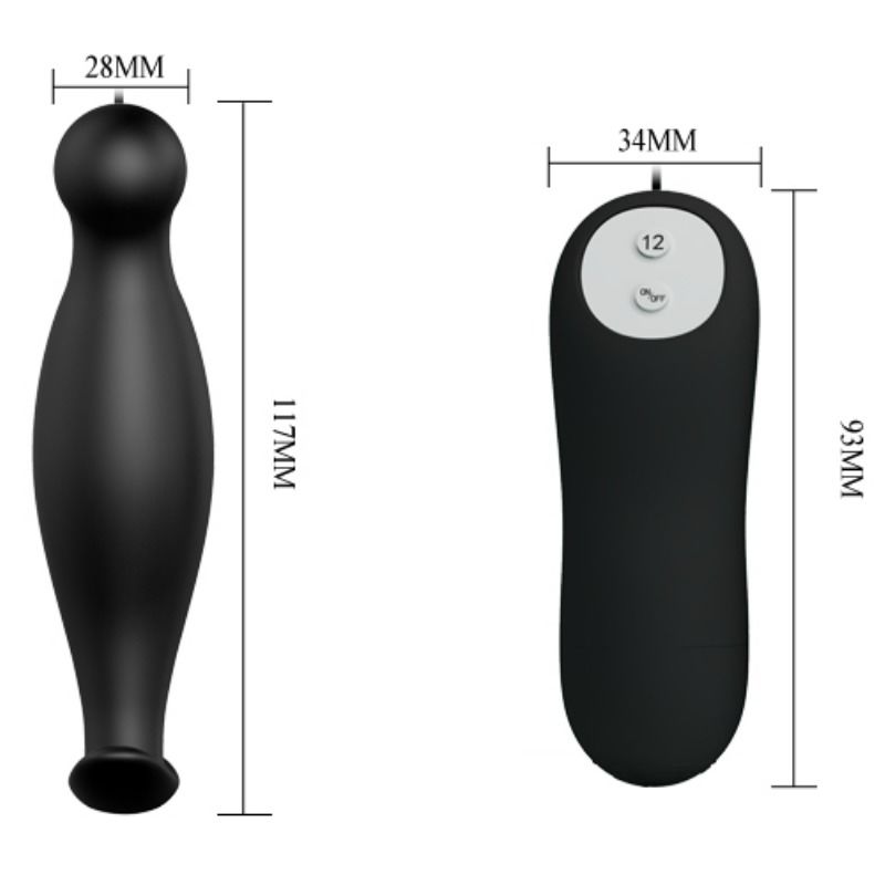 PRETTY LOVE - SILICONE ANAL PLUG 12 VIBRATION MODES BLACK PRETTY LOVE  NOCTURNA DESIRES