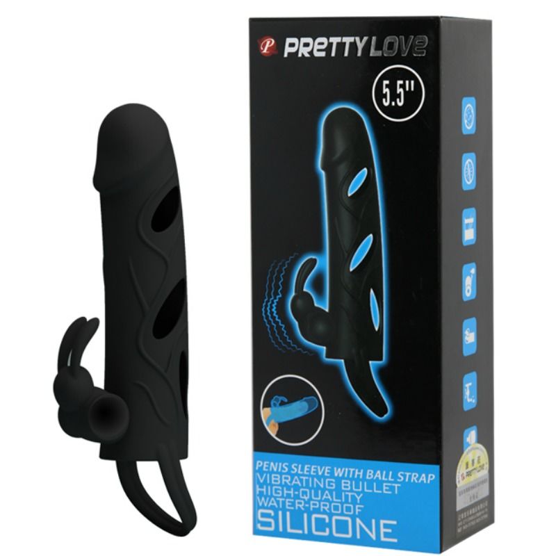 PRETTY LOVE - SILICONE COVER WITH VIBRATION 14 CM 1.0 PRETTY LOVE MALE  NOCTURNA DESIRES