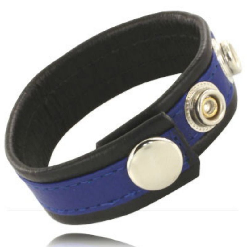 LEATHER BODY - ADJUSTABLE LEATHER STRAP FOR PENIS BLUE-BLACK - NOCTURNA DESIRES