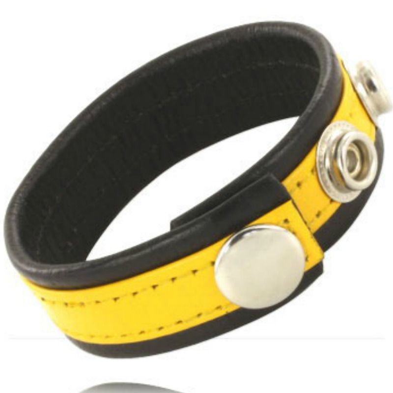 LEATHER BODY - ADJUSTABLE LEATHER STRAP PENIS YELLOW-BLACK LEATHER BODY  NOCTURNA DESIRES
