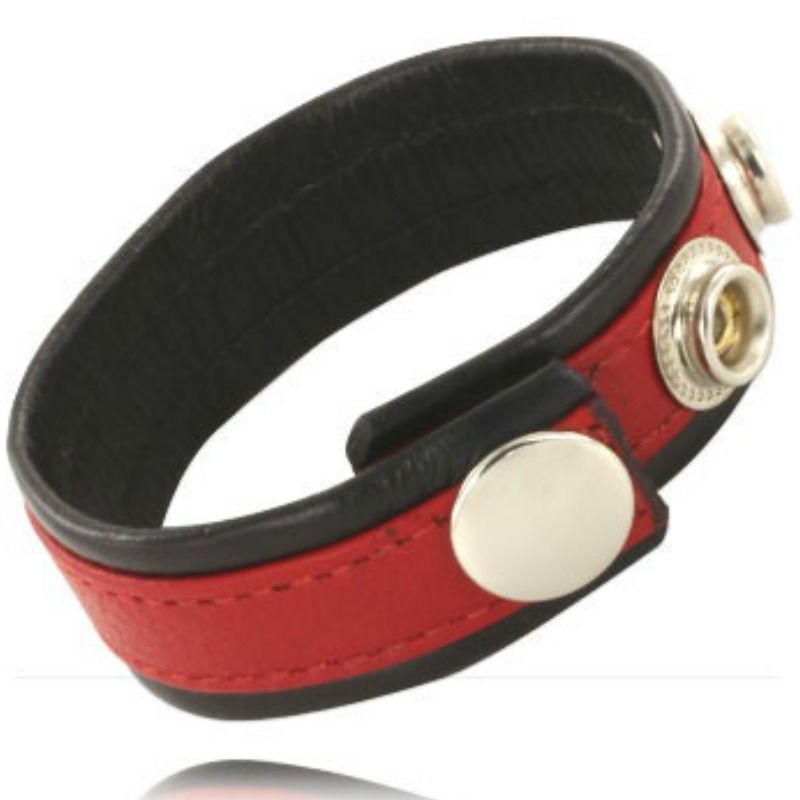 LEATHER BODY - ADJUSTABLE LEATHER STRAP FOR PENIS RED-BLACK LEATHER BODY  NOCTURNA DESIRES