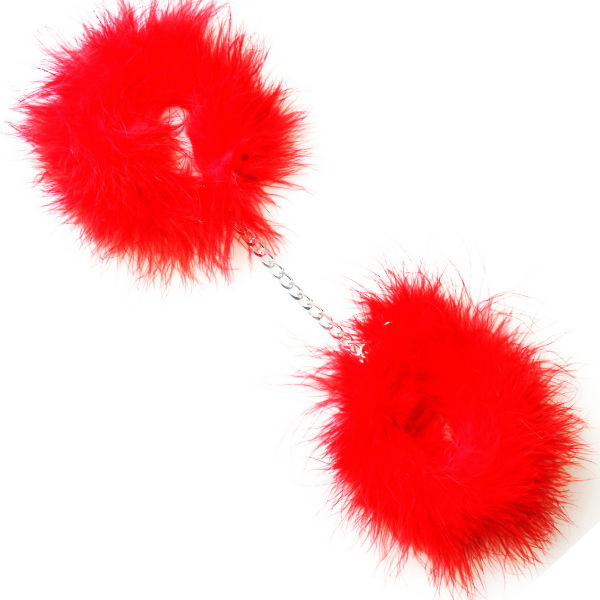 SECRETPLAY - RED MARABOU HANDCUFFS SECRETPLAY 100% FETISH  NOCTURNA DESIRES