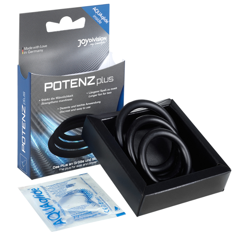 JOYDIVISION POTENZDUO - PLUS 3 BLACK RINGS SET - S, M, L - NOCTURNA DESIRES