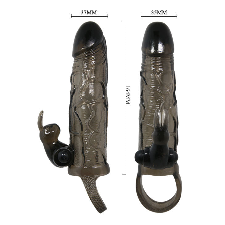 BAILE - BRAVE MAN PENIS COVER WITH RABBIT BLACK 16.5 CM BAILE FOR HIM  NOCTURNA DESIRES