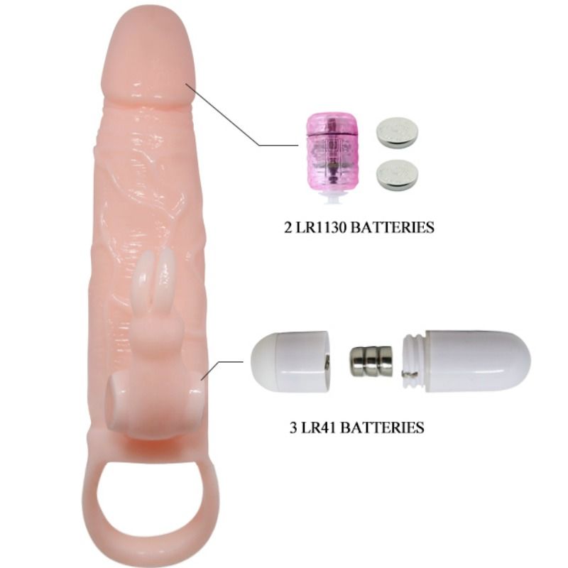 BAILE - BRAVE MAN PENIS COVER WITH RABBIT AND DOUBLE ENGINE FLESH 16.5 CM BAILE FOR HIM  NOCTURNA DESIRES