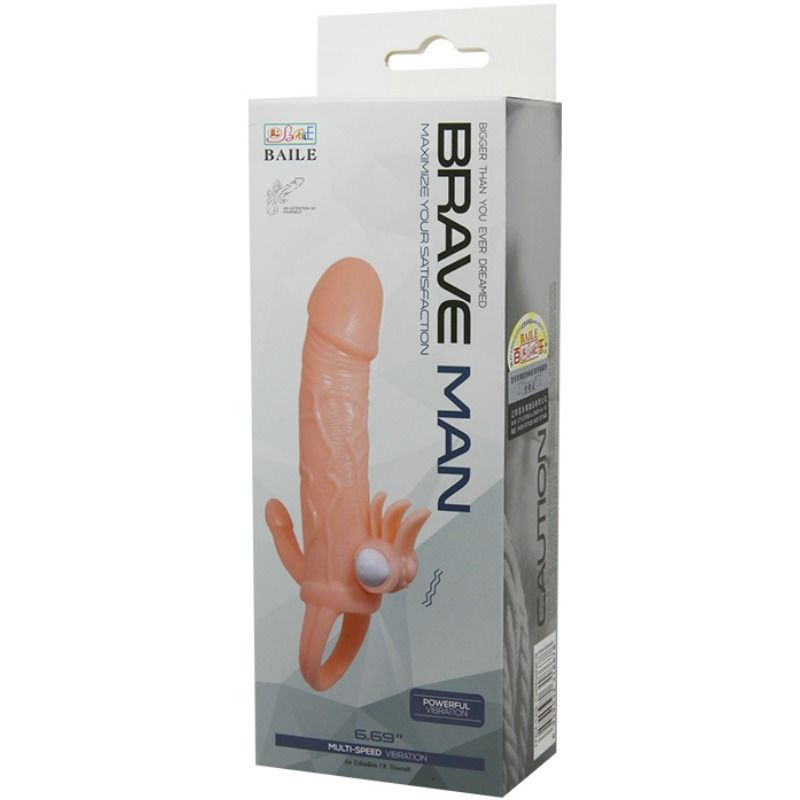BAILE - BRAVE MAN PENIS COVER WITH CLIT AND ANAL STIMULATION FLESH 16.5 CM BAILE FOR HIM  NOCTURNA DESIRES