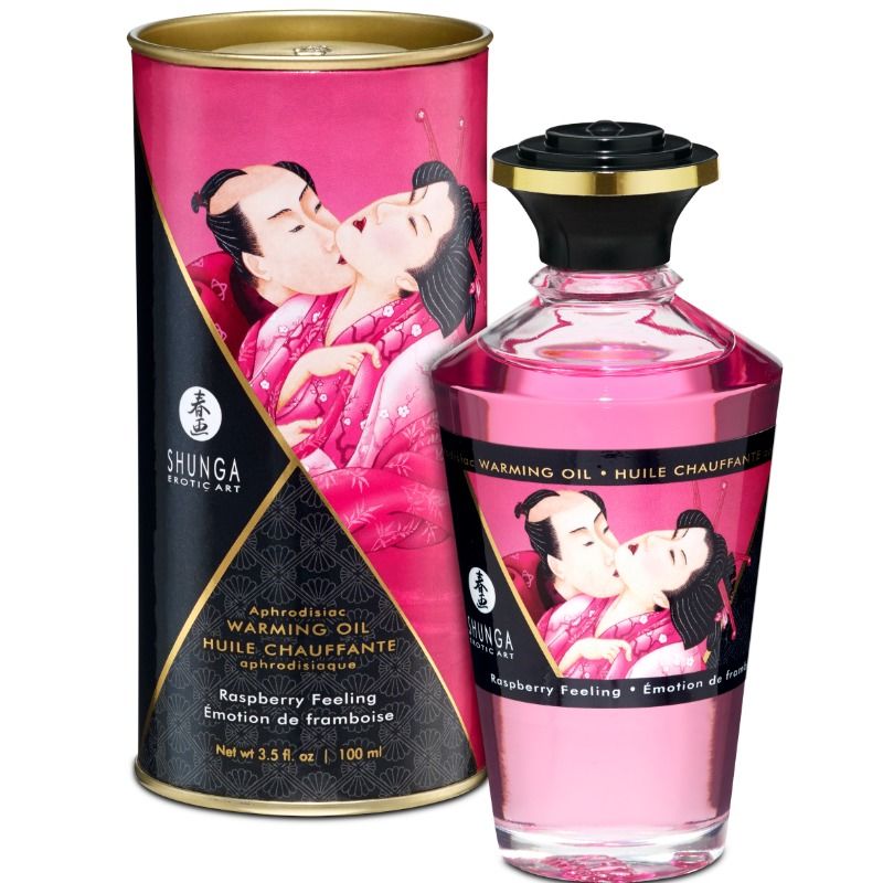 SHUNGA - HEAT EFFECT MASSAGE OIL INTENSE RASPBERRY FLAVOR 100 ML SHUNGA OILS  NOCTURNA DESIRES