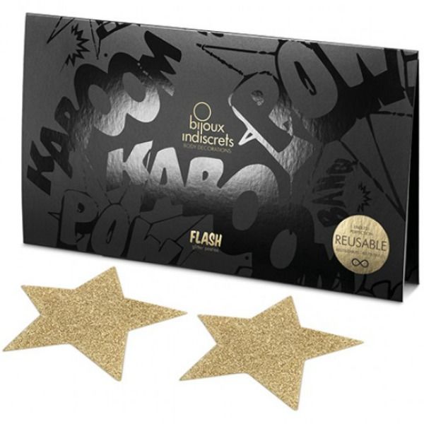 BIJOUX - INDISCRETS FLASH GOLDEN STAR NIPPLE COVERS BIJOUX FLASH COLLECTION  NOCTURNA DESIRES