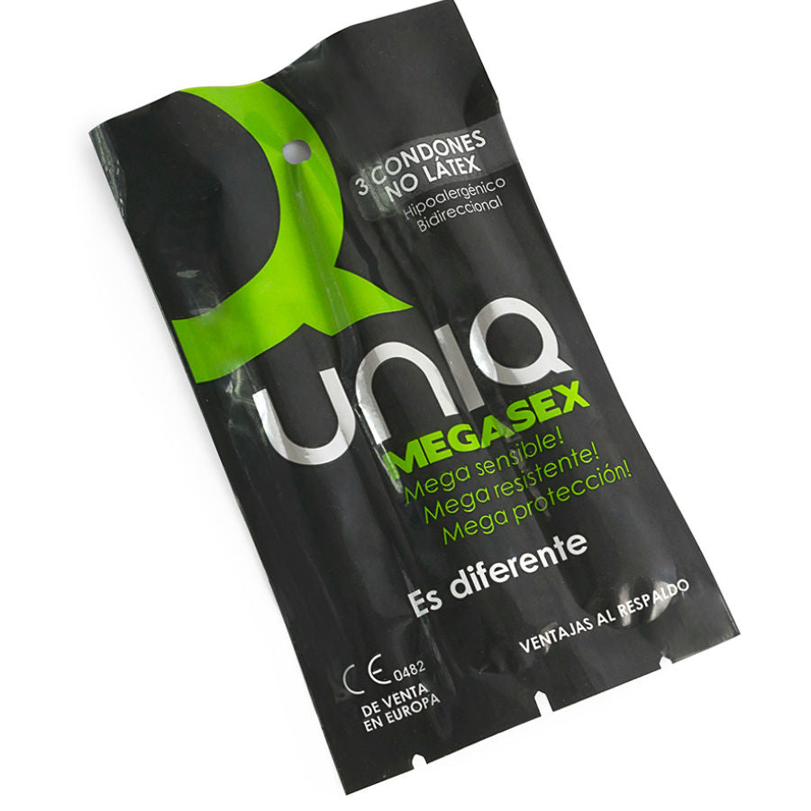 UNIQ - MEGASEX LATEX FREE SENSITIVE CONDOMS 3 UNITS UNIQ  NOCTURNA DESIRES