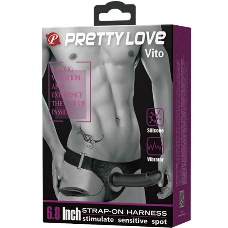 PRETTY LOVE - VITO STRAP ON WITH HOLLOW DILDO AND VIBRATION 17.3 CM PRETTY LOVE MALE  NOCTURNA DESIRES
