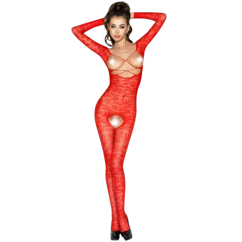 PASSION - WOMAN BS031 RED BODYSTOCKING ONE SIZE PASSION WOMAN BODYSTOCKINGS  NOCTURNA DESIRES
