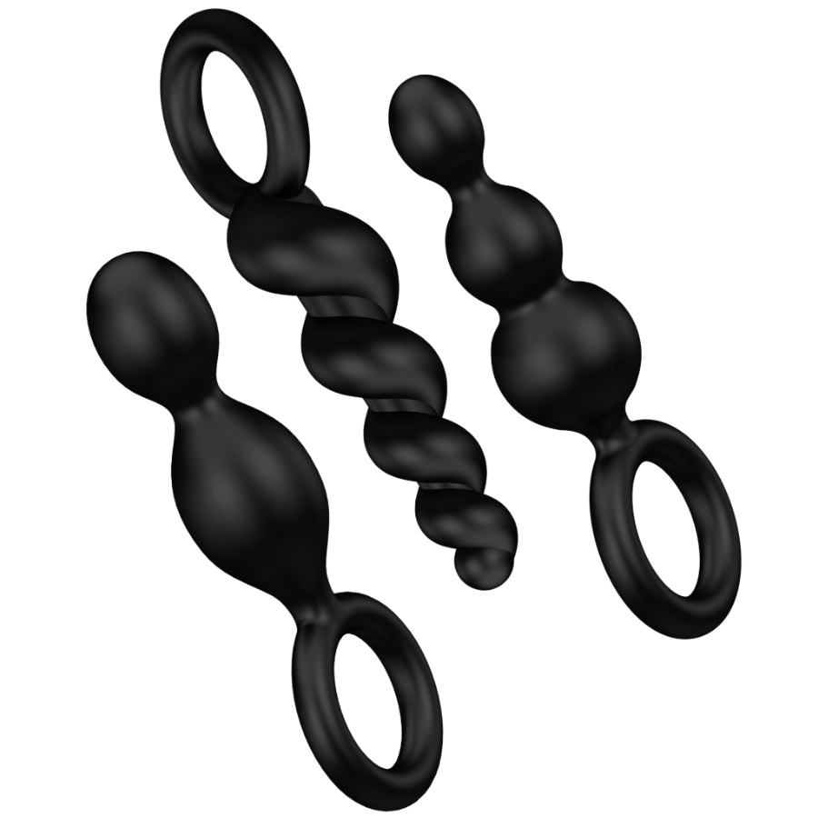 SATISFYER - ANAL PLUGS SET 3 PCS BLACK SATISFYER PLUGS  NOCTURNA DESIRES