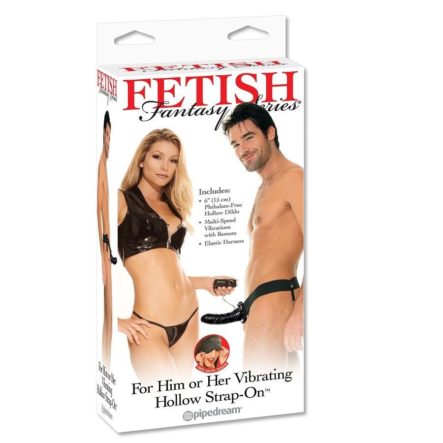 FETISH FANTASY SERIES - VIBRATING HOLLOW STRAP-ON FOR HER OR HIM BLACK FETISH FANTASY SERIES  NOCTURNA DESIRES