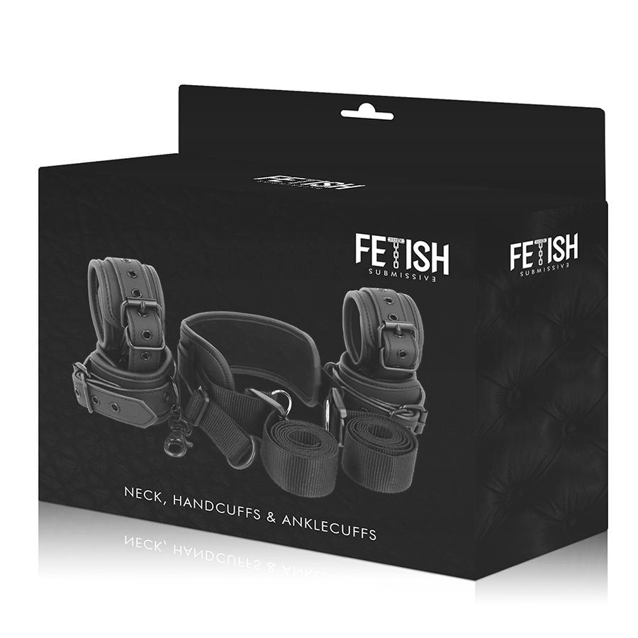 FETISH SUBMISSIVE - MASTER POSITION WITH 4 NOPRENE-LINED HANDCUFFS FETISH SUBMISSIVE BONDAGE  NOCTURNA DESIRES
