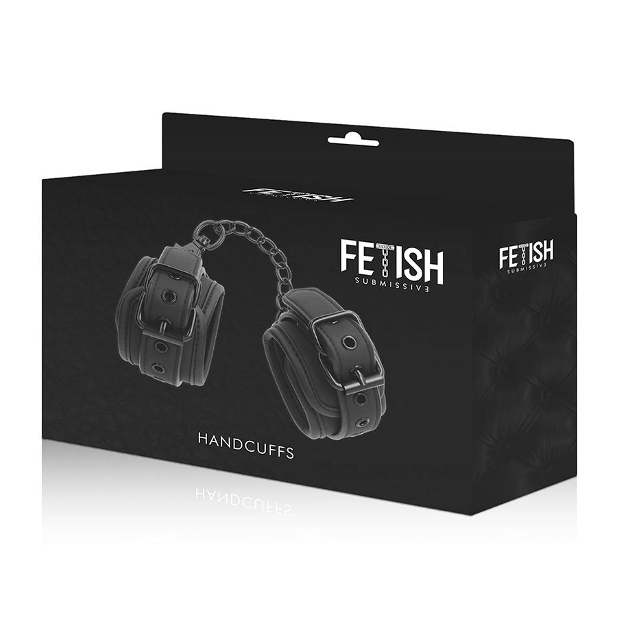 FETISH SUBMISSIVE - VEGAN LEATHER HANDCUFFS WITH NOPRENE LINING FETISH SUBMISSIVE BONDAGE  NOCTURNA DESIRES