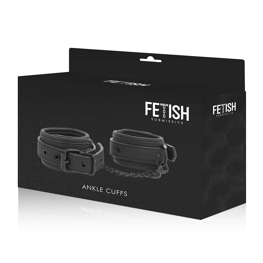 FETISH SUBMISSIVE - VEGAN LEATHER ANKLE CUFFS WITH NOPRENE LINING FETISH SUBMISSIVE BONDAGE  NOCTURNA DESIRES