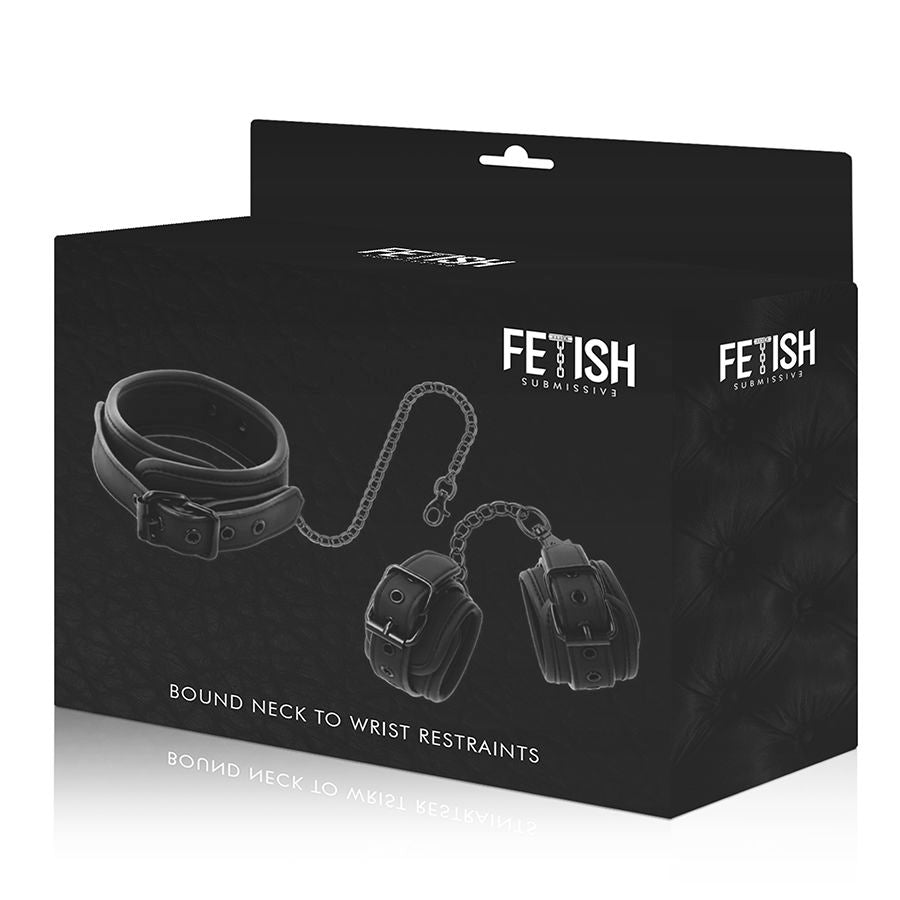FETISH SUBMISSIVE - VEGAN LEATHER NECKLACE AND HANDCUFFS WITH NOPRENE LINING FETISH SUBMISSIVE BONDAGE  NOCTURNA DESIRES
