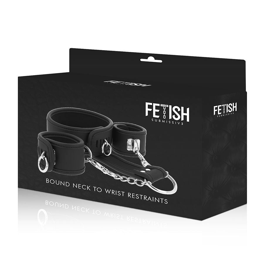 FETISH SUBMISSIVE - VEGAN LEATHER NECKLACE AND HANDCUFFS WITH NOPRENE LINING FETISH SUBMISSIVE BONDAGE  NOCTURNA DESIRES