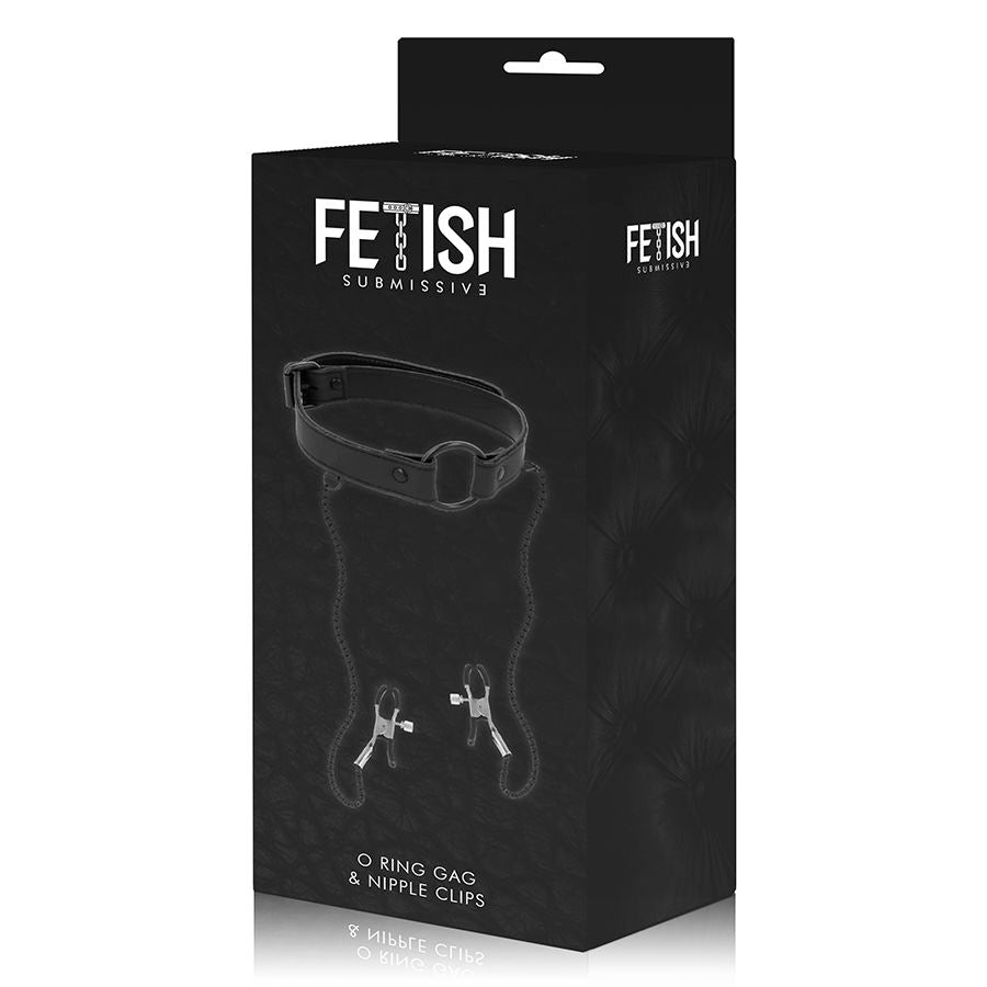 FETISH SUBMISSIVE - GAG RING WITH NIPPLE CLAMPS FETISH SUBMISSIVE BONDAGE  NOCTURNA DESIRES