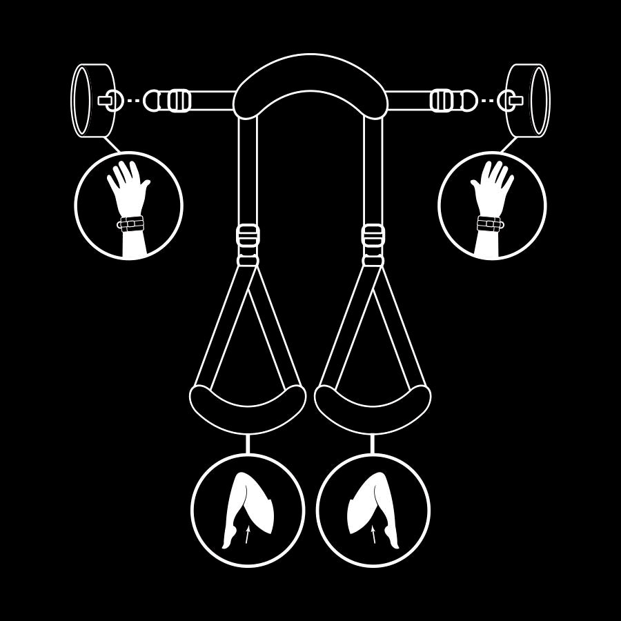 FETISH SUBMISSIVE - OPEN LEGS POSITION WITH NOPRENE LINING HANDCUFFS FETISH SUBMISSIVE BONDAGE  NOCTURNA DESIRES