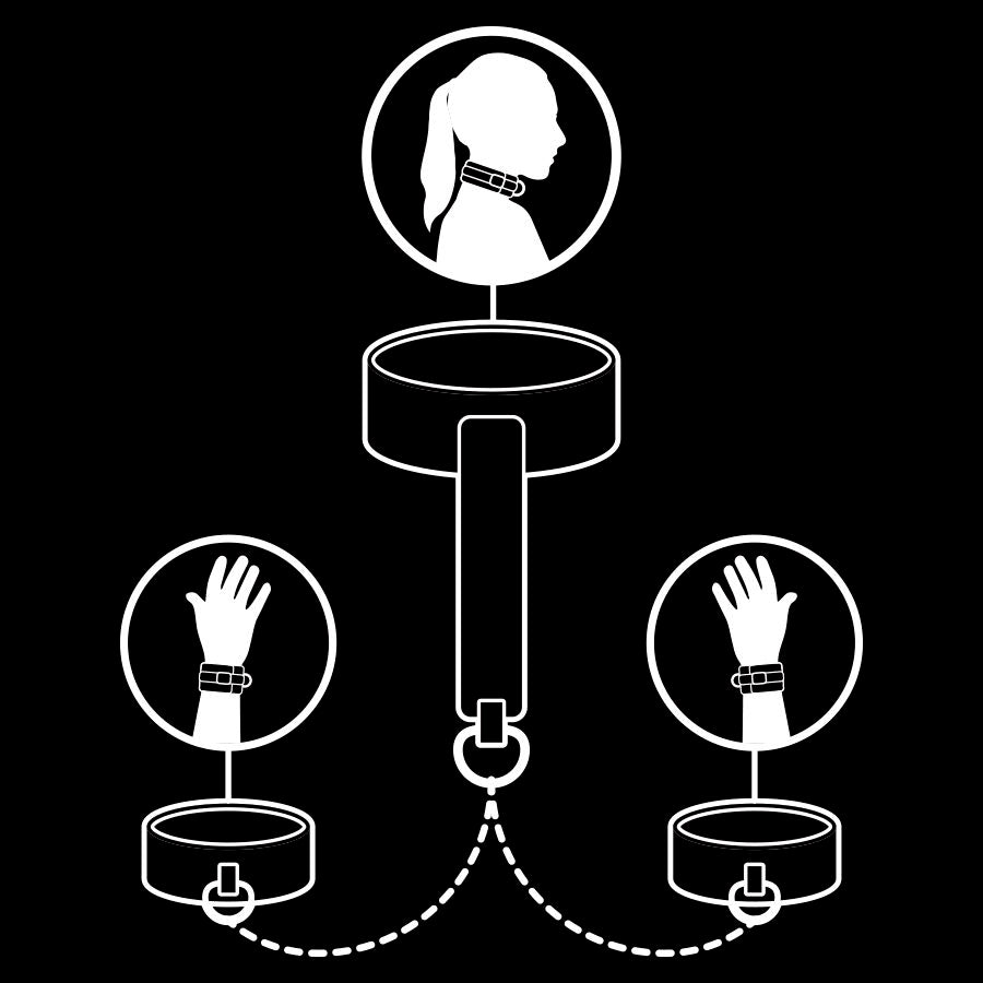 FETISH SUBMISSIVE - VEGAN LEATHER NECKLACE AND HANDCUFFS WITH NOPRENE LINING FETISH SUBMISSIVE BONDAGE  NOCTURNA DESIRES