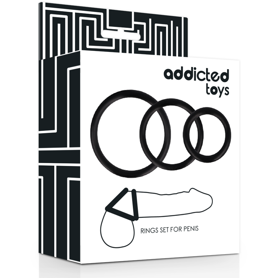 ADDICTED TOYS - RINGS SET FOR PENIS BLACK - NOCTURNA DESIRES