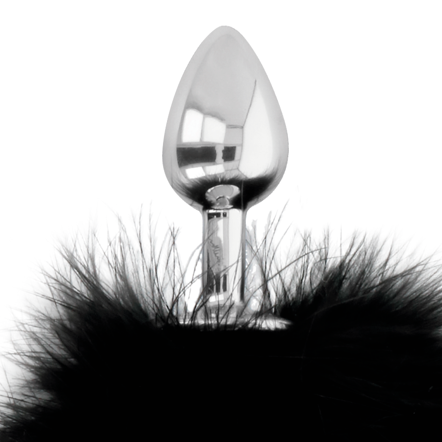 DARKNESS - EXTRA ANAL BUTTPLUG WITH TAIL BLACK 7 CM - NOCTURNA DESIRES