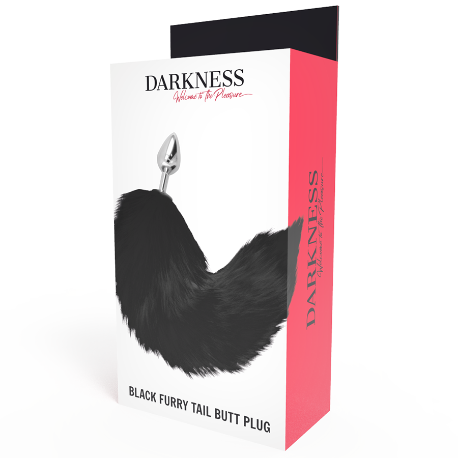 DARKNESS - SILVER ANAL PLUG 8 CM WITH BLACK TAIL - NOCTURNA DESIRES